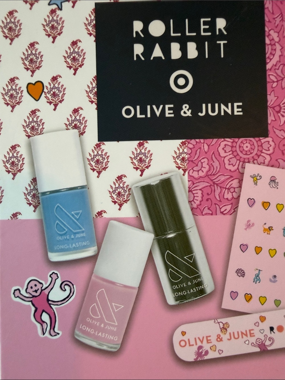 Roller Rabbit Getaway Mini Mani Set - Pink, Blue & Green - Picture 4 of 4